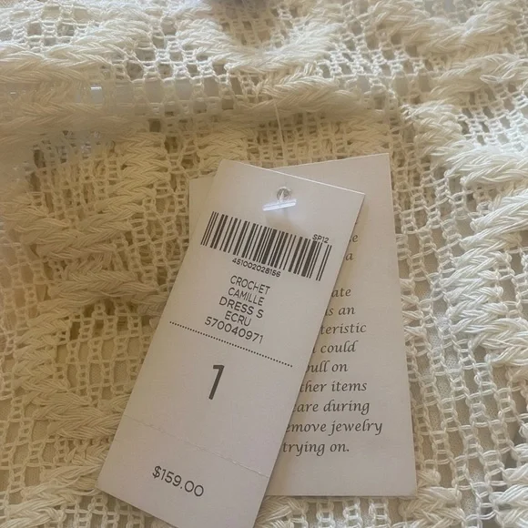 Chico's Camille Crochet Shift Dress Ivory Circles Size‎ 1 (8) 3/4 Bell Sleeve - Picture 4 of 5